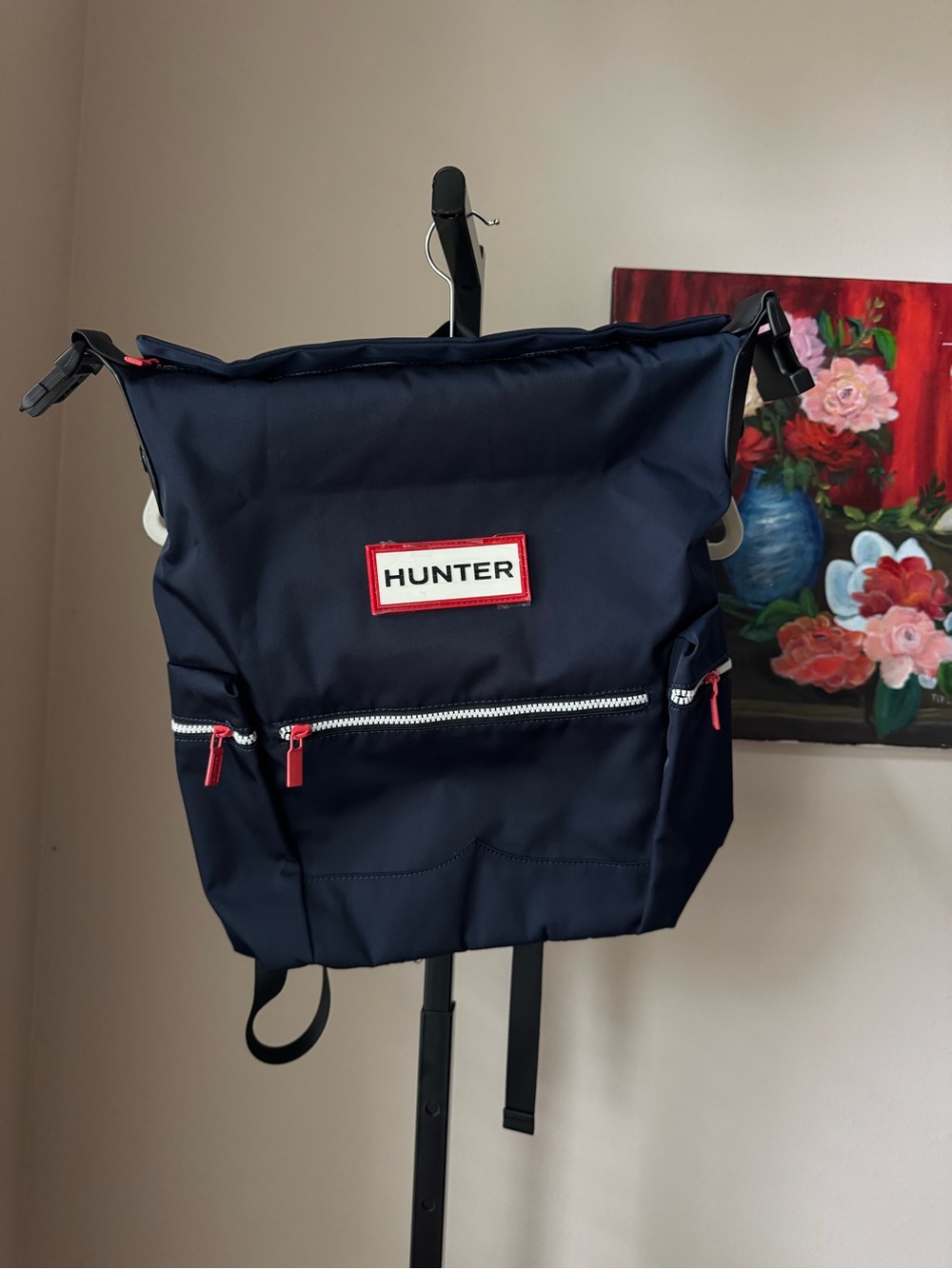 Hunter Black Navy Nylon Backpack with Red Accents - Everyday back pack - Picture 2 of 9
